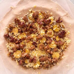 Gluten-Free Sausage and Sweet Potato Galette - Adding Sausage Layer