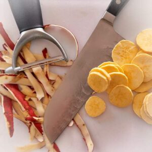 Gluten-Free Sausage and Sweet Potato Galette - Peeling and Slicing Potatoes
