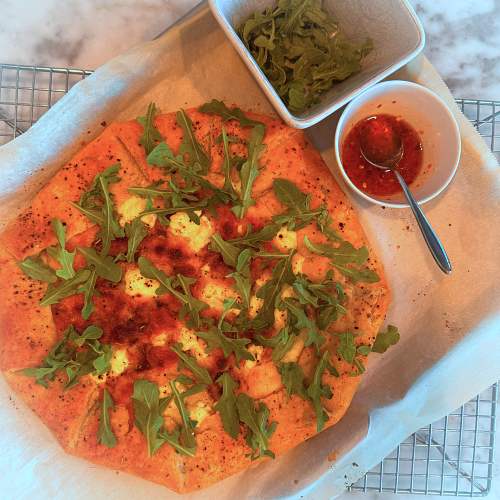 Gluten-Free Caramelized Onion and Arugula Galette - All dressed up