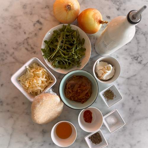 Gluten-Free Caramelized Onion and Arugula Galette - Ingredients