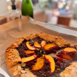Gluten-Free Summer Berry Apple and Peach Galette - Cooling on the Counter
