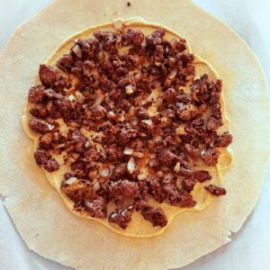 Gluten-Free Mushroom Burger Galette - Adding the beef