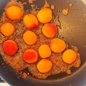 Gluten Free Apricot Galette with Almond Cream and Streusel - Caramelizing the Apricots