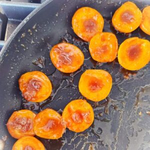 Gluten Free Apricot Galette with Almond Cream and Streusel - Caramelizing the Apricots