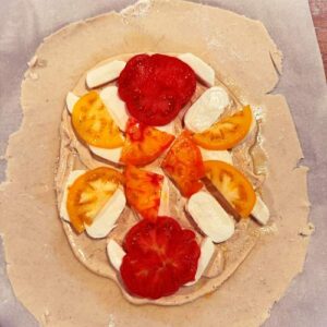 Gluten-Free BLT Galette - Adding Cheese and Tomato