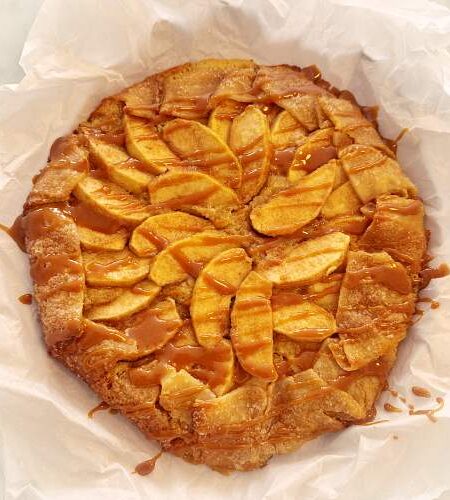 Gluten-Free Caramelized Apple and Frangipane Galette - Drizzled with Caramel Sauce