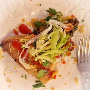Gluten-Free Taco Salad Galette - Loaded with toppings - Catalina Dressing