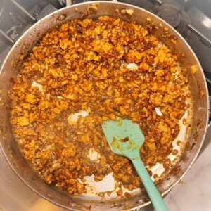 Gluten-Free Chicken Lettuce Cup Galette - Preparing Chicken Filling plus sauce