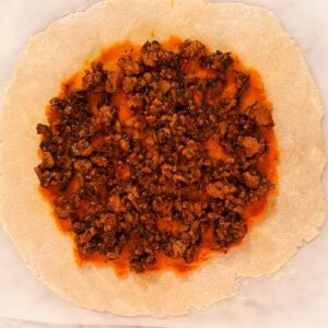 Gluten-Free Chicken Lettuce Cup Galette - Spreading Chicken Layer